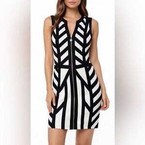 bebe black and white dress Amazon.com: bebe Women's Sleeveless Pinstripe Princess Line Dress  Navy/Ivory 10 : Clothing, Shoes & Jewelry